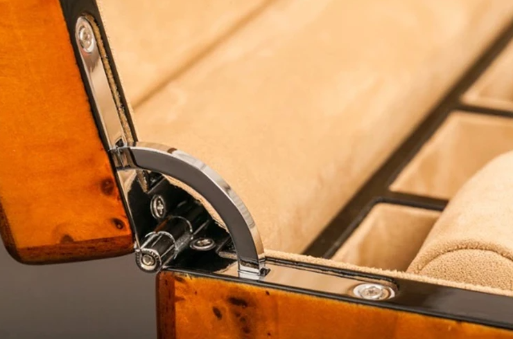 Uhrenbox – 12 Fächer – Holz – Samt-Innenausstattung