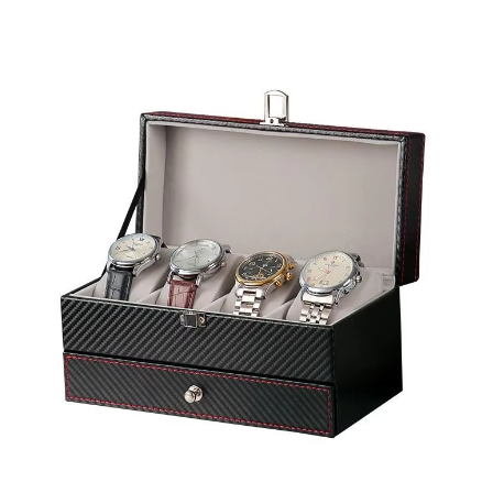 Uhrenbox – 5 Fächer – Holz – Lederausstattung