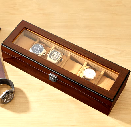 Boîte à Montre - 6 Emplacements – Bois – Intérieur Velours