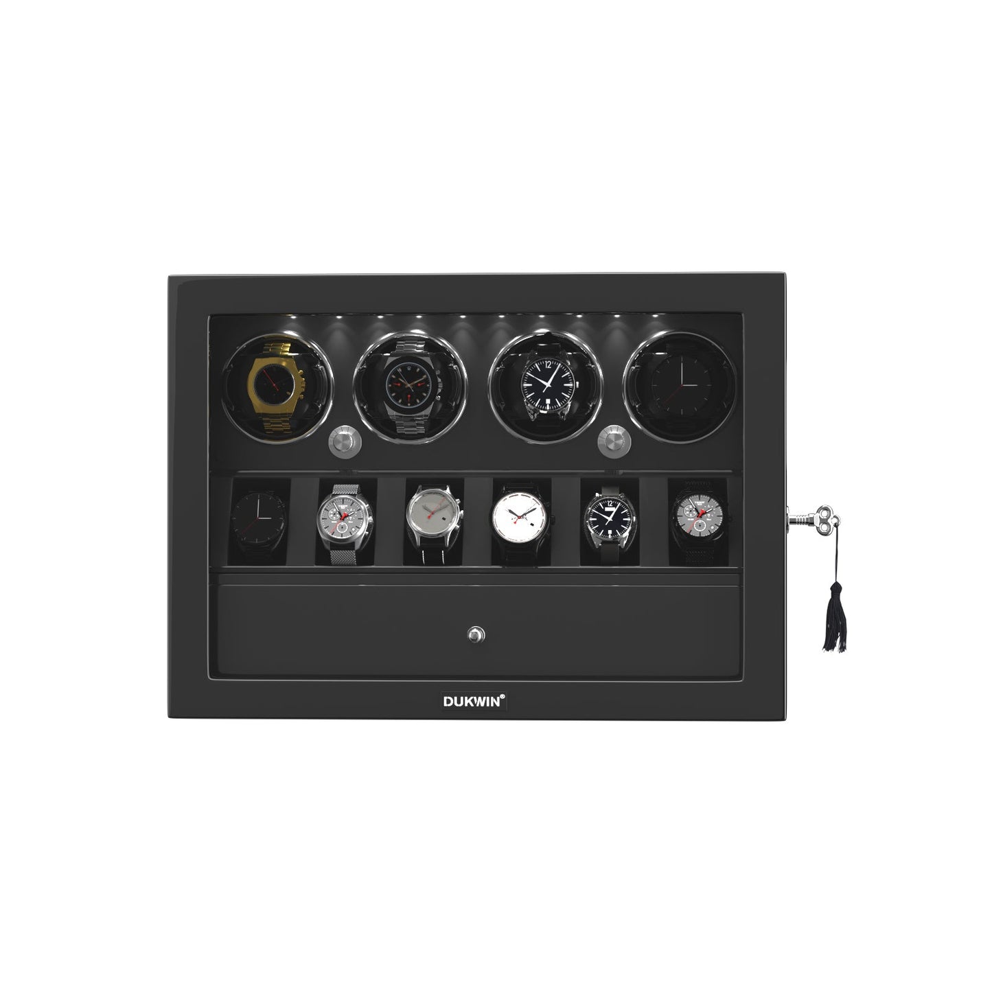 Uhrenbeweger 4 Uhren mit Display für 6 weitere Automatikuhren – Obsidian Schwarz
