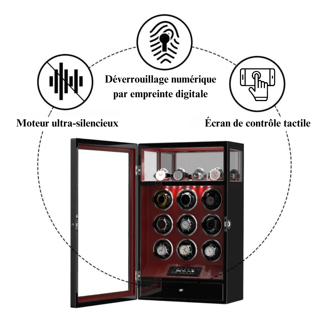 Remontoir Montre Automatique - Silencieux - 9 Montres - Noir