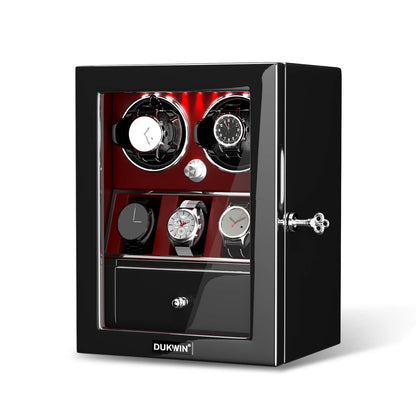 Uhrenbeweger 2 Uhren mit Display für 3 weitere Automatikuhren – Burl Rot Kollektion