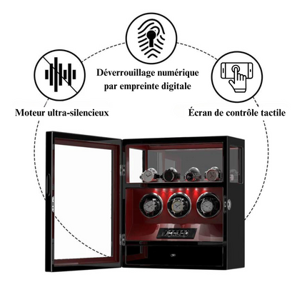 Remontoir Montre Automatique - Silencieux - 3 Montres - Laquée Noir