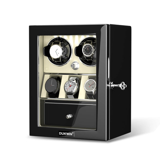 Uhrenbeweger 2 Uhren mit Display für 3 weitere Automatikuhren – Alabaster Weiß Kollektion