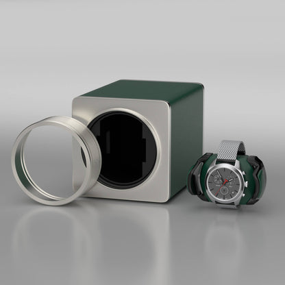 Automatik Uhrenbeweger 1 Uhr - Extrem Leiser Premium Uhrenbeweger für Rolex & Mechanische Uhren, Veganes Leder (Hulk Grün)