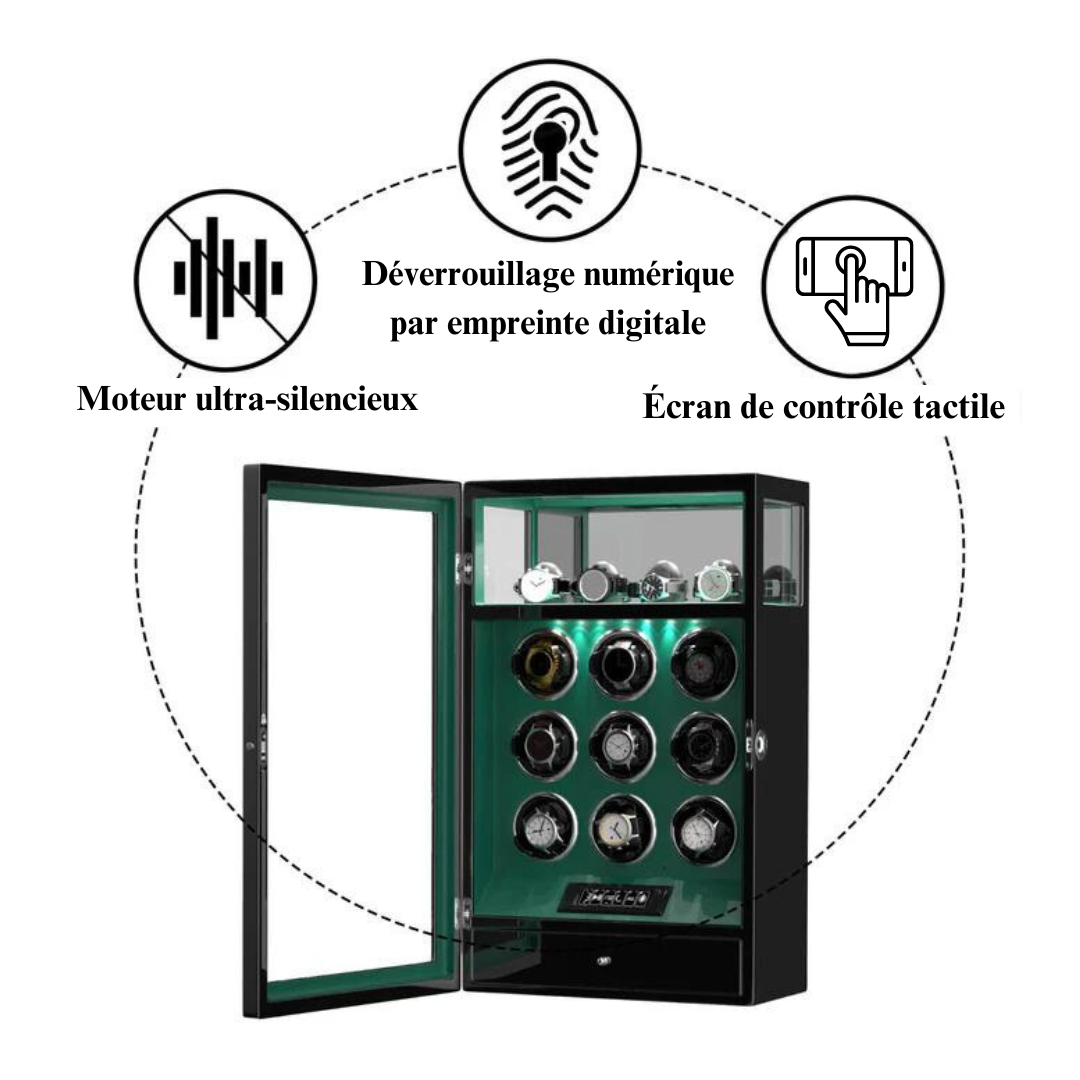 Remontoir Montre Automatique - Silencieux - 9 Montres -  Noir