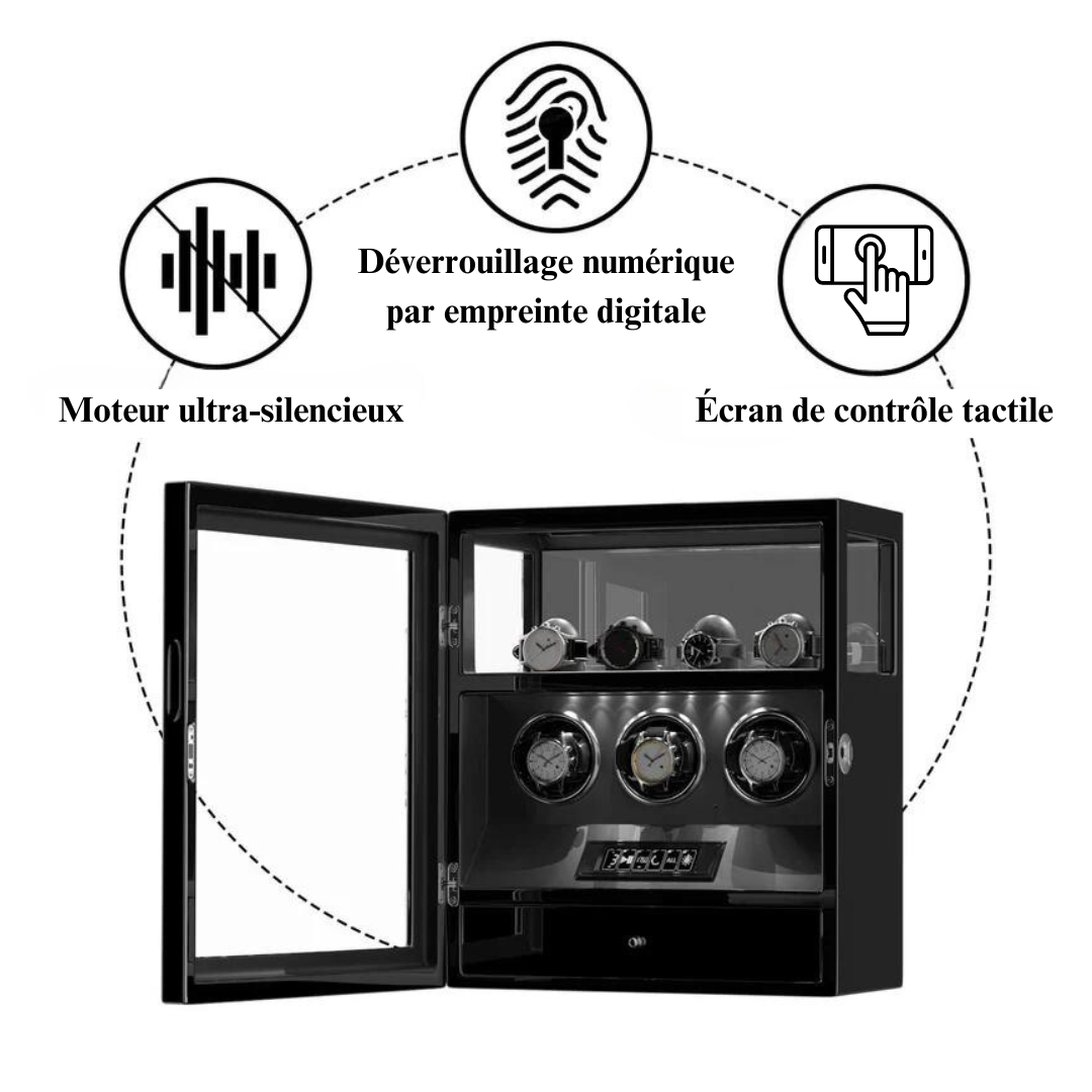 Automatischer Uhrenbeweger – geräuschlos – für 3 Uhren – Schwarz