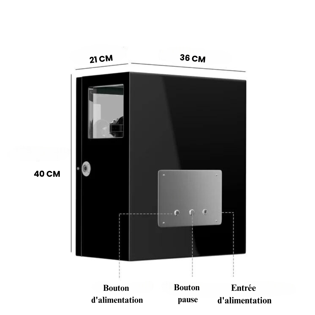 Remontoir Montre Automatique - Silencieux - 3 Montres - Laquée Noir