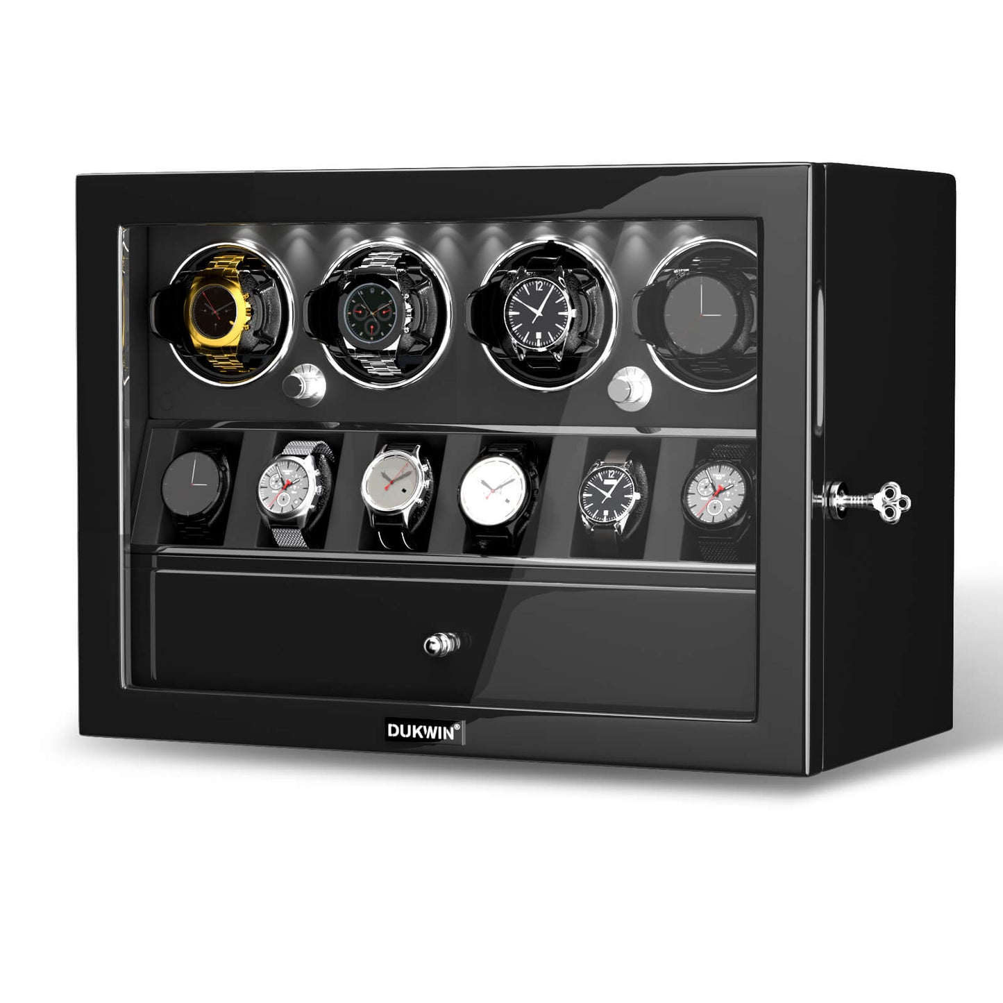 Uhrenbeweger 4 Uhren mit Display für 6 weitere Automatikuhren – Obsidian Schwarz