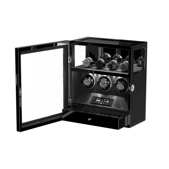 Automatischer Uhrenbeweger – geräuschlos – für 3 Uhren – Schwarz