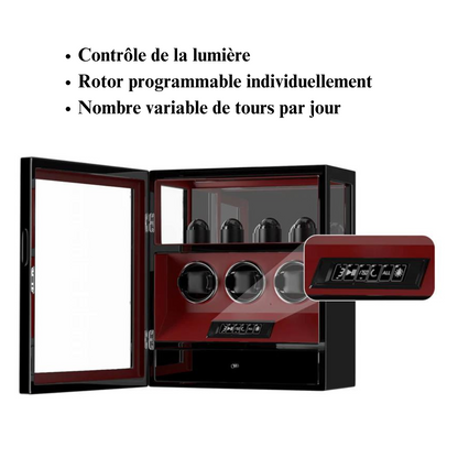 Remontoir Montre Automatique - Silencieux - 3 Montres - Laquée Noir