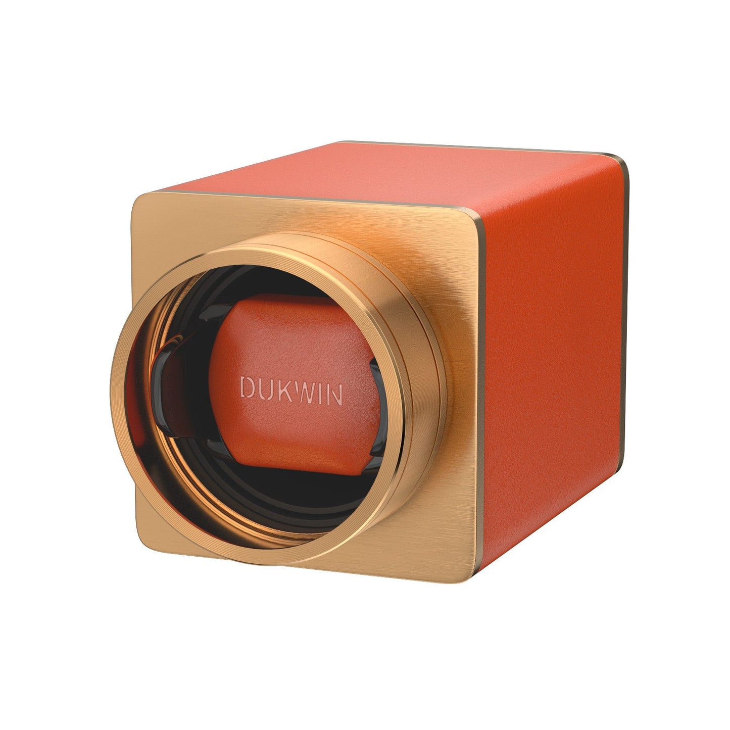Automatik Uhrenbeweger 1 Uhr - Extrem Leiser Premium Uhrenbeweger für Rolex & Mechanische Uhren, Veganes Leder (Flame Orange)