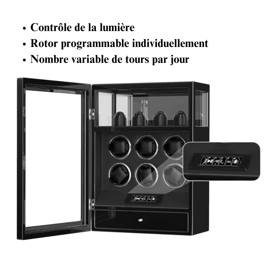 Automatischer Uhrenbeweger – geräuschlos – für 6 Uhren – Schwarz