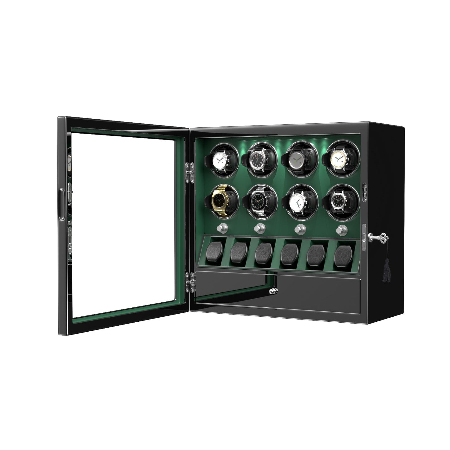 Uhrenbeweger 8 Uhren mit Display für 6 weitere Automatikuhren – Imperial Grün Kollektion