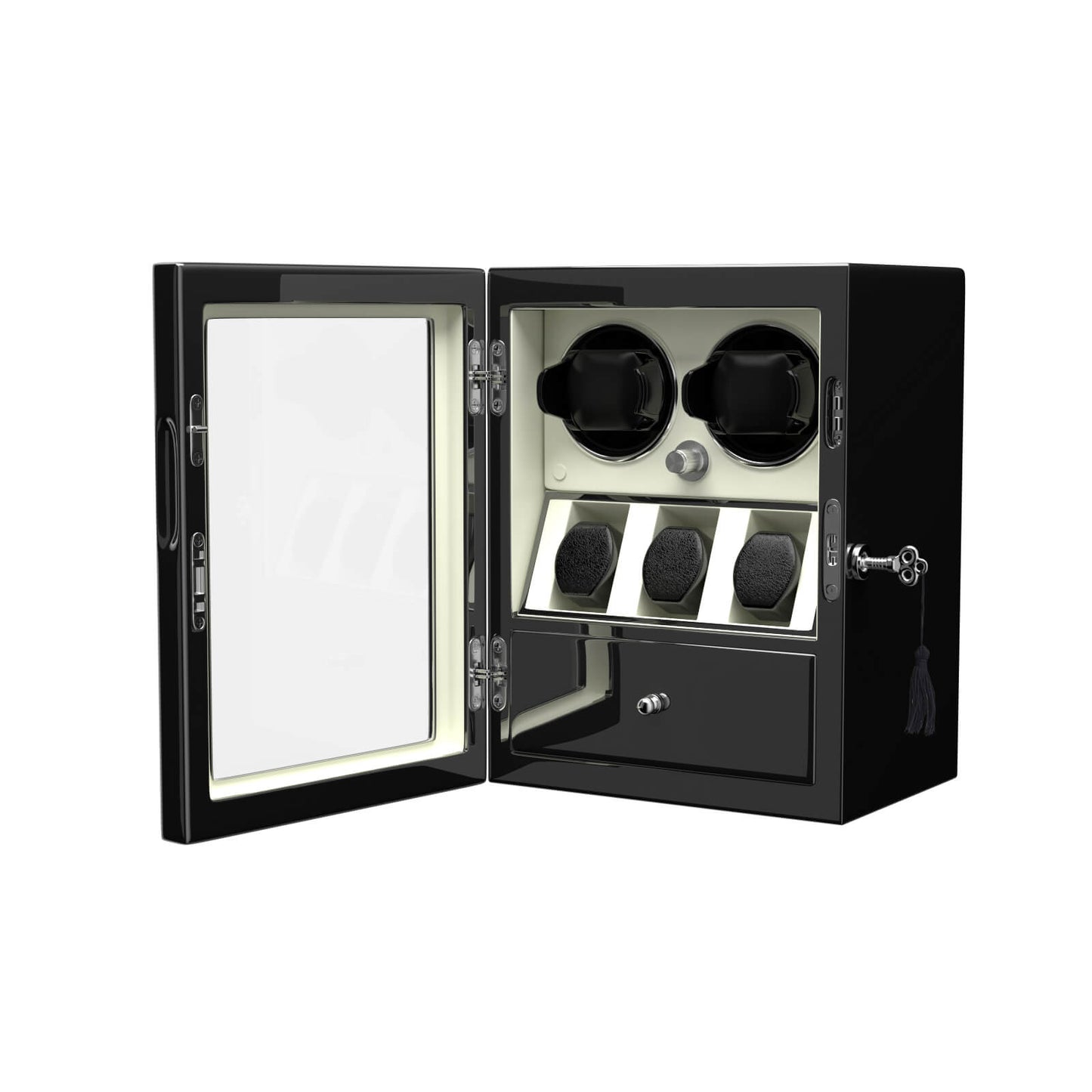 Uhrenbeweger 2 Uhren mit Display für 3 weitere Automatikuhren – Alabaster Weiß Kollektion