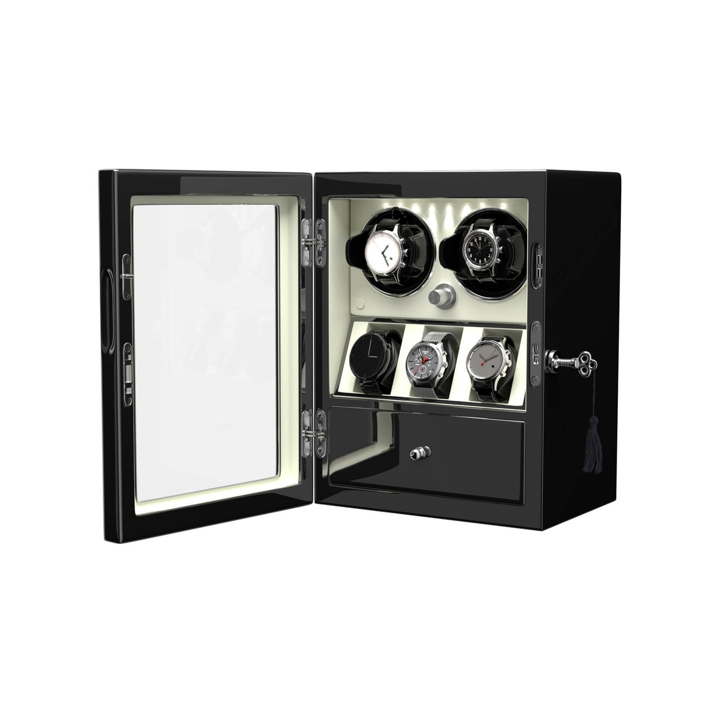 Uhrenbeweger 2 Uhren mit Display für 3 weitere Automatikuhren – Alabaster Weiß Kollektion