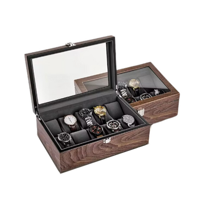 Boîte à Montre - 10 Emplacements – Bois – Intérieur Velours