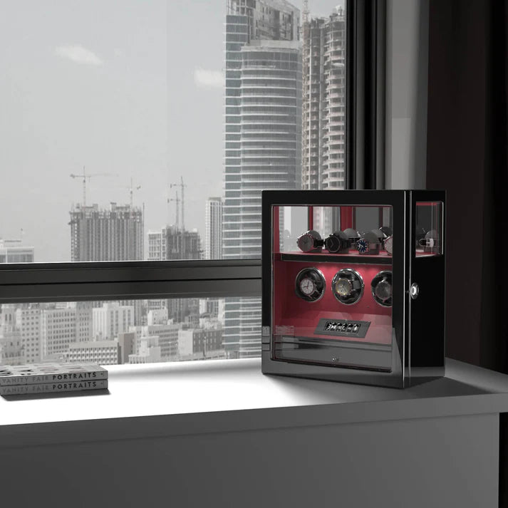 Remontoir Montre Automatique - Silencieux - 3 Montres - Laquée Noir