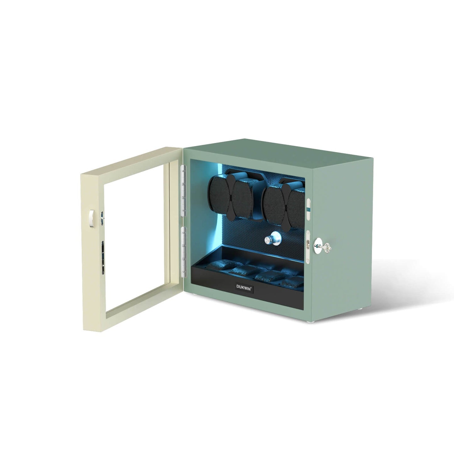 Automatik Uhrenbeweger Horizon 4 + 4 Uhren – Flüsterleise, Seidengrün Matt 