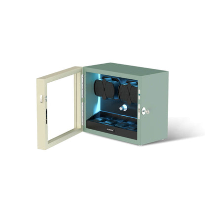 Automatik Uhrenbeweger Horizon 4 + 4 Uhren – Flüsterleise, Seidengrün Matt 