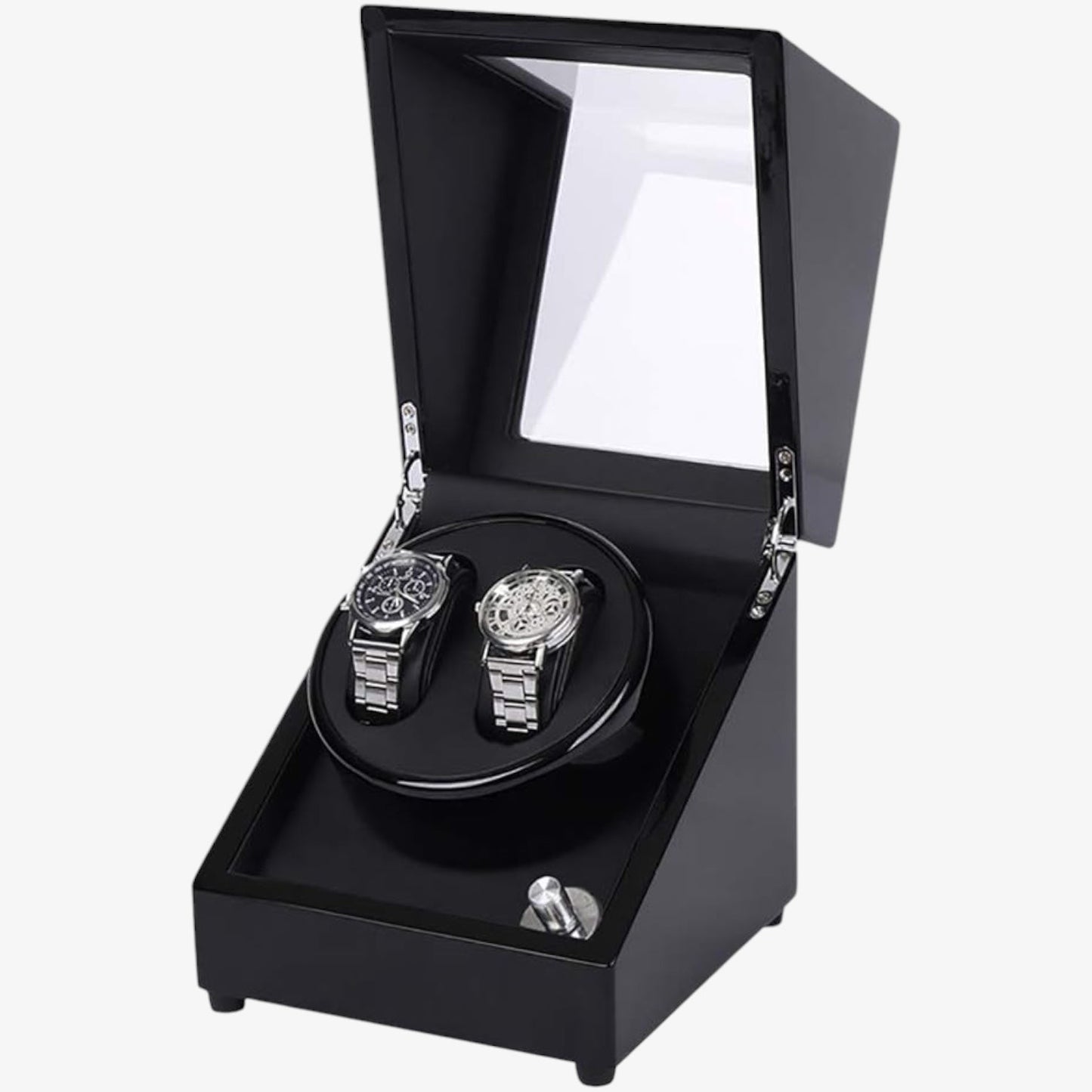 Automatic watch winder 2 slots - Silent black automatic watch box with bidirectional rotation