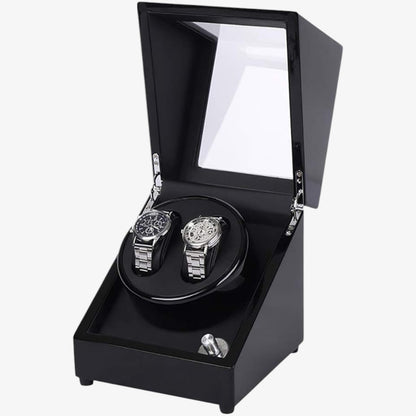 Automatic watch winder 2 slots - Silent black automatic watch box with bidirectional rotation