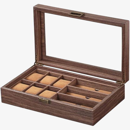 Boite a montre homme Routine - Rangement pour 6 montres et accessoires - Coffret luxe en carbone, bois ou cuir