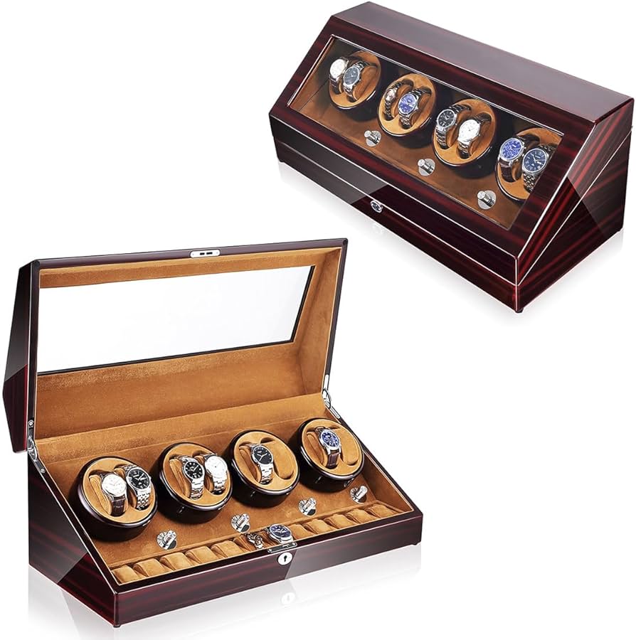 6-Slot Automatic Watch Winder Box - 13-Watch Luxury Case