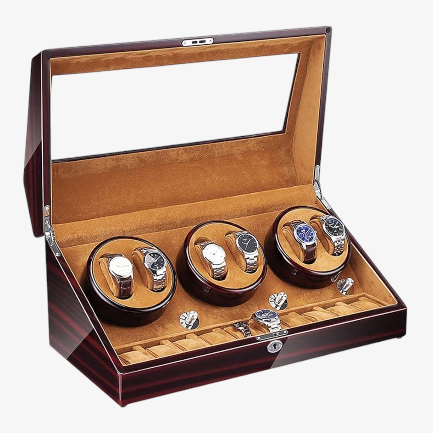 6-Slot Automatic Watch Winder Box - 13-Watch Luxury Case