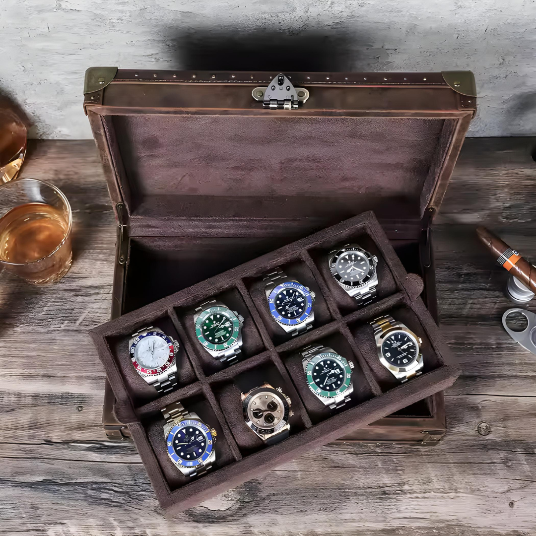 Boîte à Montre - 8 Emplacements – Bois – Intérieur Velours