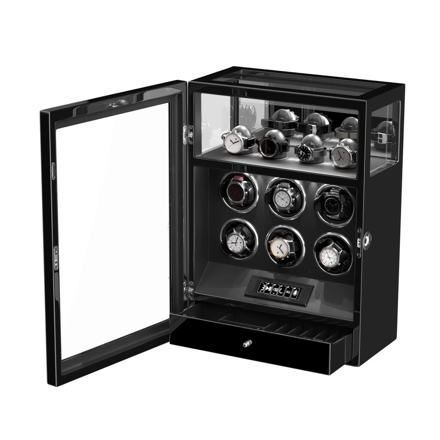 Uhrenbeweger 6 Uhren mit Fingerabdruck-Sperre, LCD-Touchscreen und patentiertem Design