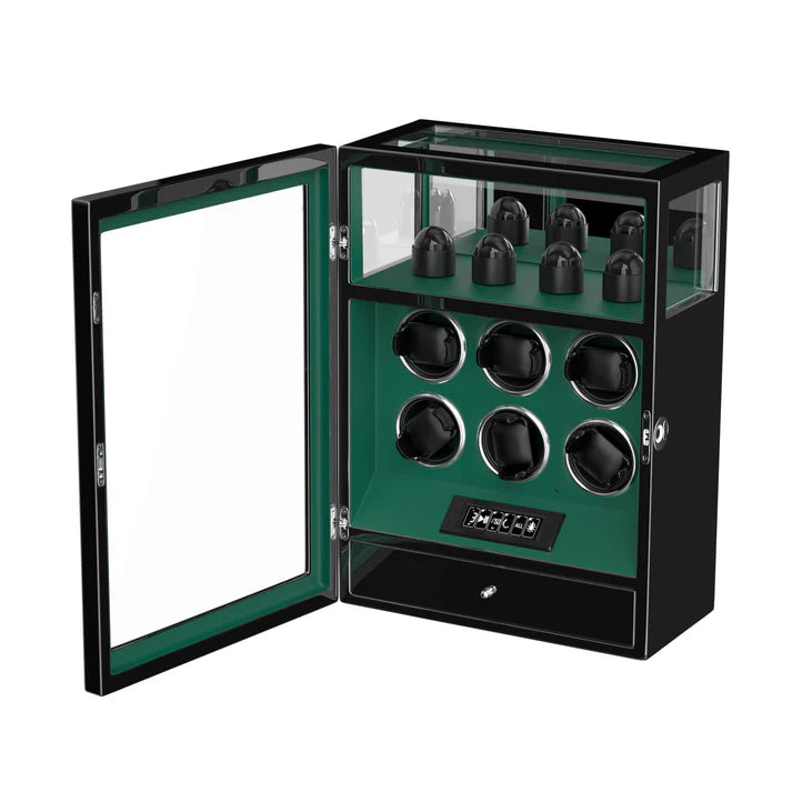 Remontoir Montre Automatique - Silencieux - 6 Montres - Cuir Noir