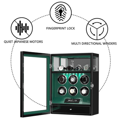 Uhrenbeweger 6 Uhren mit Fingerabdruck-Sperre, LCD-Touchscreen und patentiertem Design