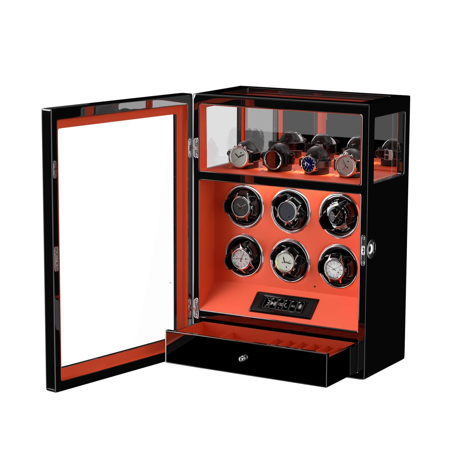 Uhrenbeweger 6 Uhren mit Fingerabdruck-Sperre, LCD-Touchscreen und patentiertem Design