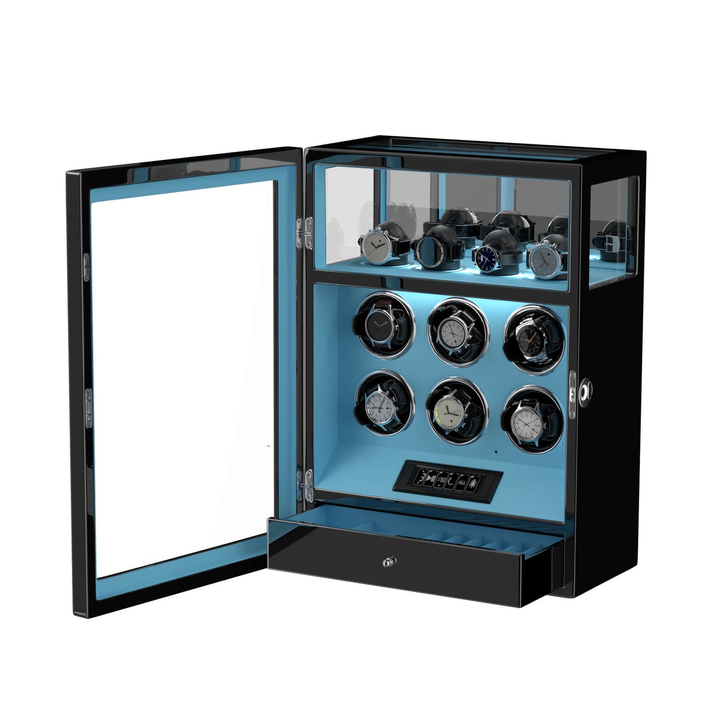 Uhrenbeweger 6 Uhren mit Fingerabdruck-Sperre, LCD-Touchscreen und patentiertem Design