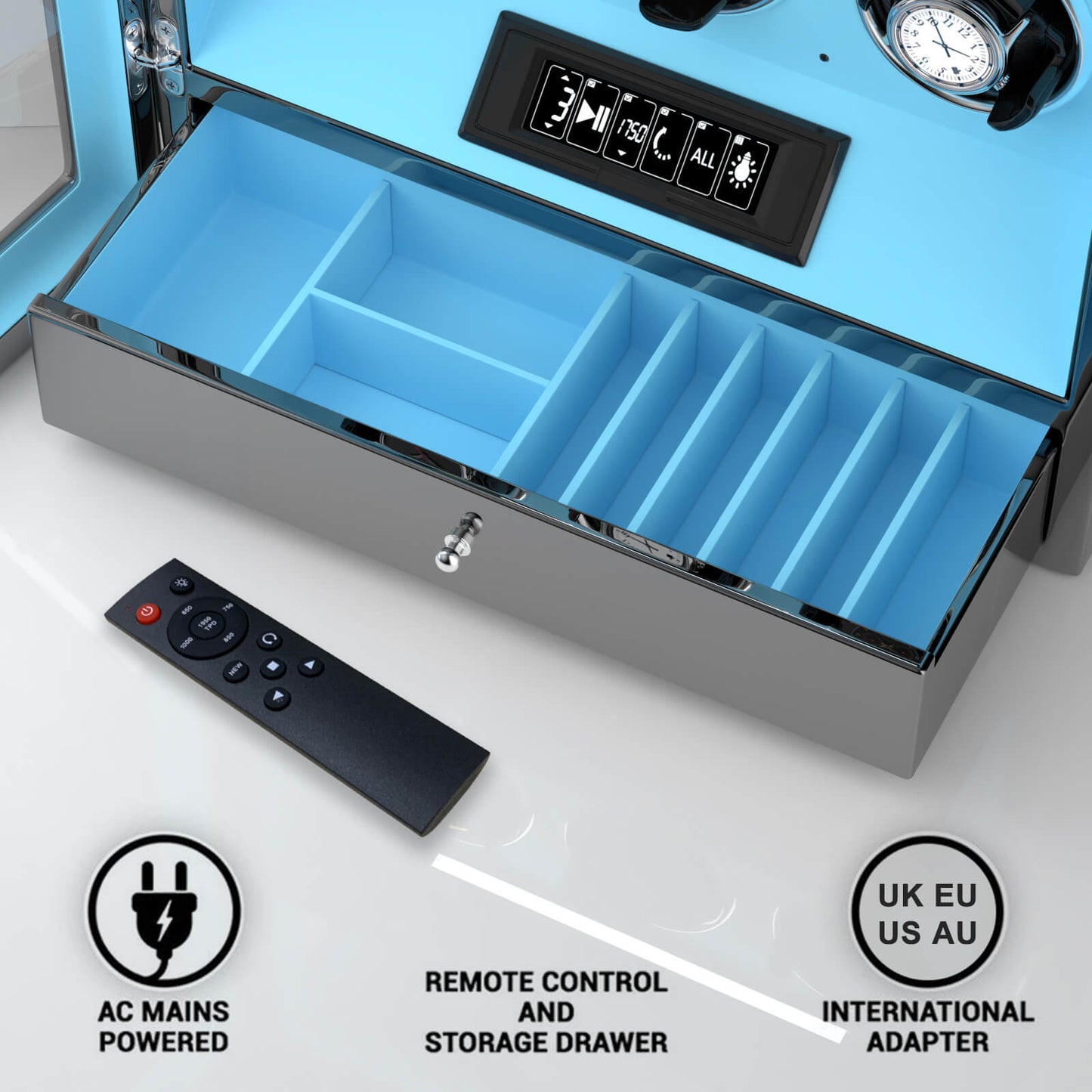 Uhrenbeweger 6 Uhren mit Fingerabdruck-Sperre, LCD-Touchscreen und patentiertem Design