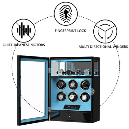 Uhrenbeweger 6 Uhren mit Fingerabdruck-Sperre, LCD-Touchscreen und patentiertem Design