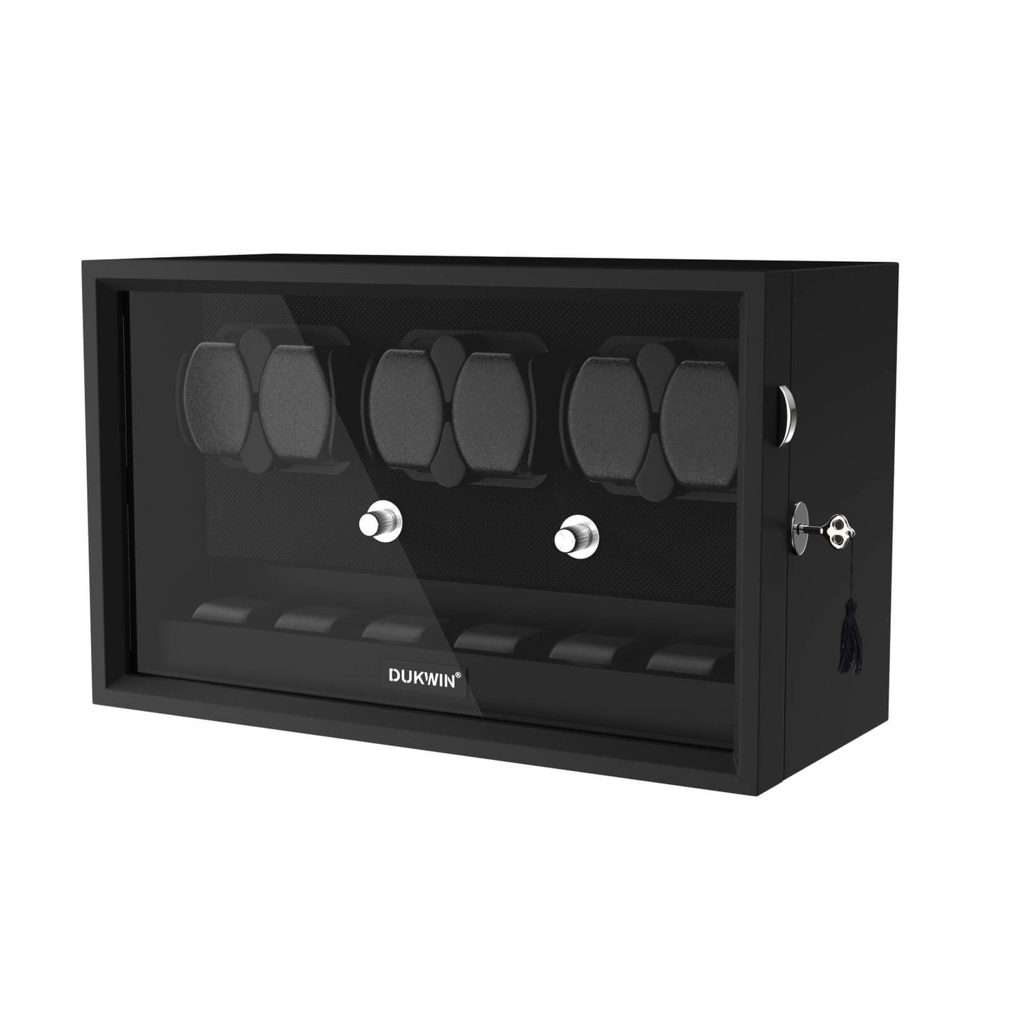 Automatik Uhrenbeweger Horizon 6 + 6 Uhren – Flüsterleise, Ebenholz-Schwarz 