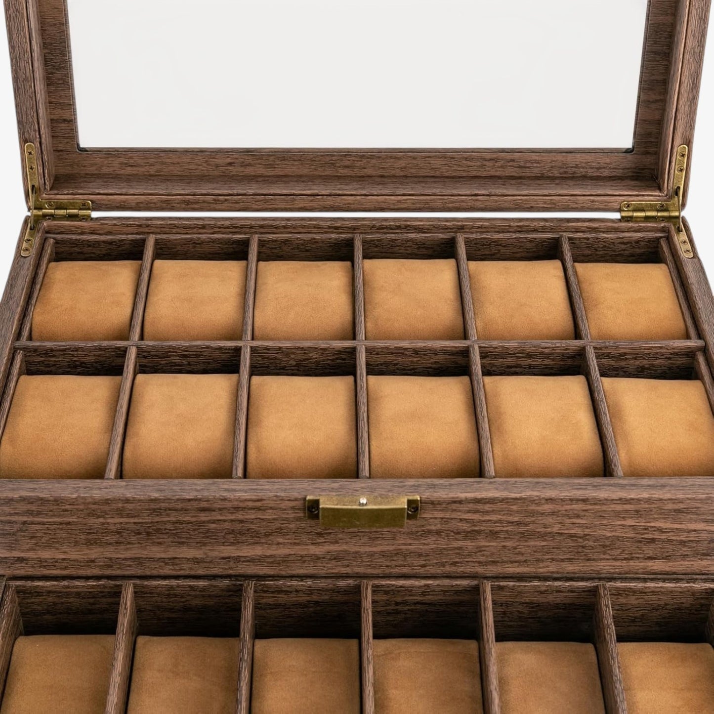 24-Slot Wooden Watch Box - Luxury Collector's Case - Two-Tier Watch Storage