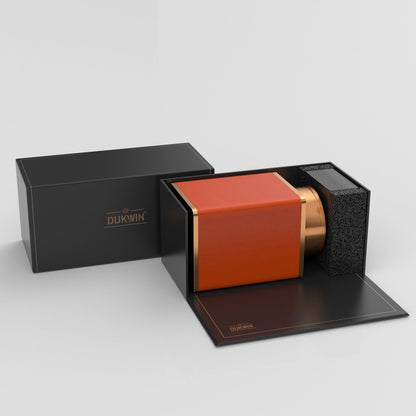 Automatik Uhrenbeweger 1 Uhr - Extrem Leiser Premium Uhrenbeweger für Rolex & Mechanische Uhren, Veganes Leder (Flame Orange)