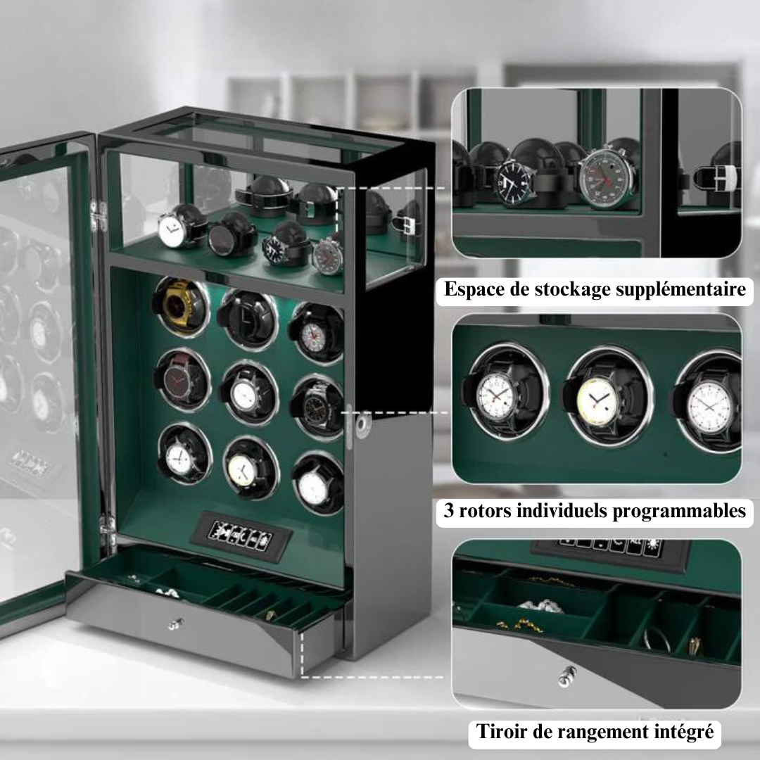 Remontoir Montre Automatique - Silencieux - 9 Montres -  Noir