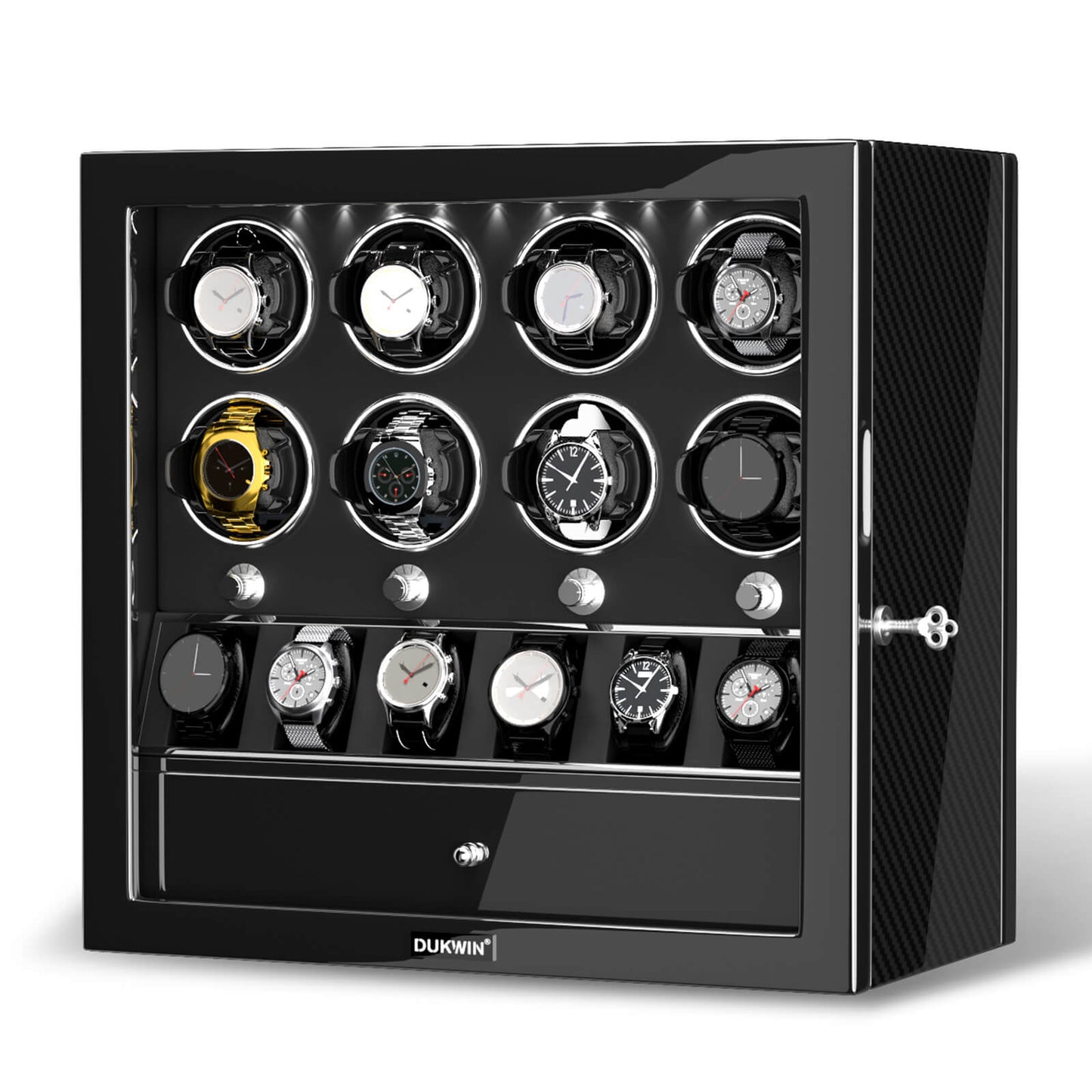 Uhrenbeweger 8 Uhren mit Display für 6 weitere Automatikuhren – Carbon Tech Kollektion