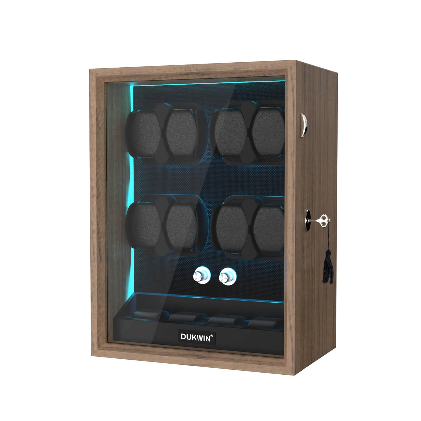 Automatik Uhrenbeweger 8+4 Uhren - Extrem Leiser Premium Holz Uhrenbeweger mit LED für alle Automatikuhren