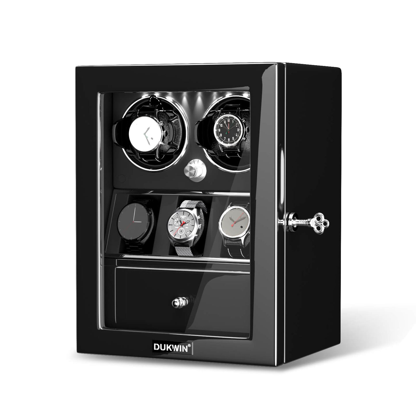 Uhrenbeweger 2 Uhren mit Display für 3 weitere Automatikuhren – Obsidian Schwarz