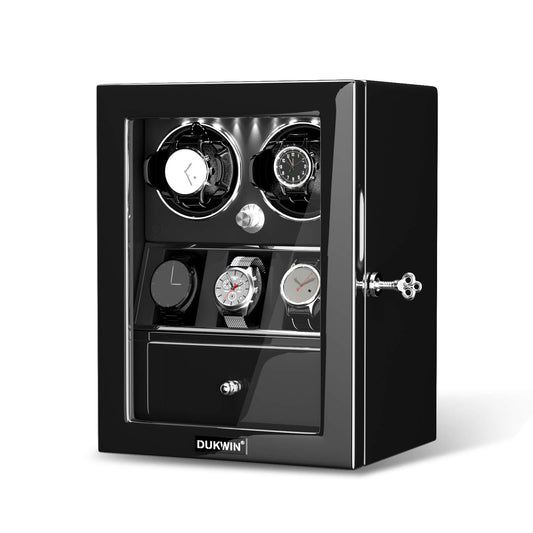 Uhrenbeweger 2 Uhren mit Display für 3 weitere Automatikuhren – Obsidian Schwarz
