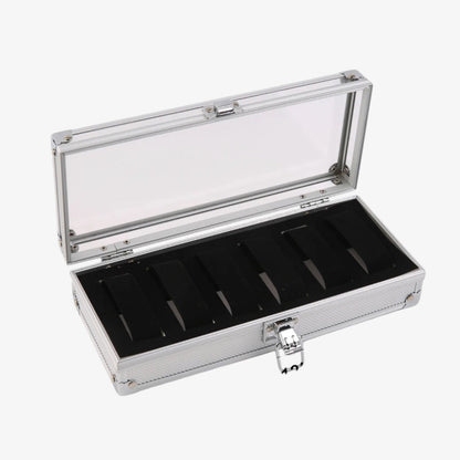 Brushed aluminum watch box - Shockproof storage case 6 to 12 slots - Automatic and quartz watch case