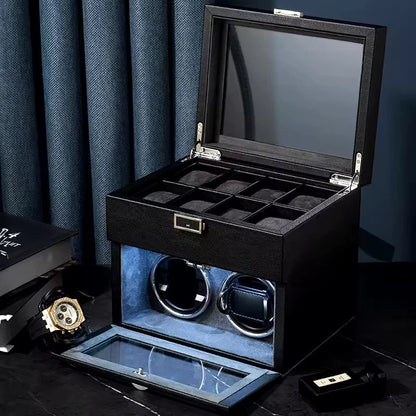 Automatischer Uhrenbeweger – Geräuschloses Uhrenetui – Für 10 Uhren – Schwarz