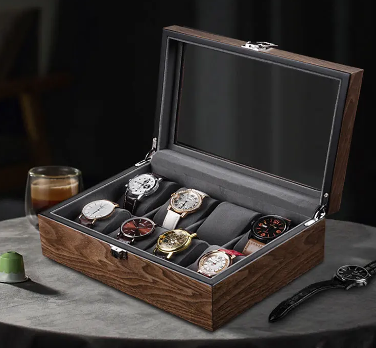 Boîte à Montre - 8 Montres – Bois – Intérieur Velours