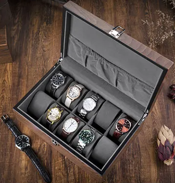 Boîte à Montre - 10 Emplacements – Bois – Intérieur Velours