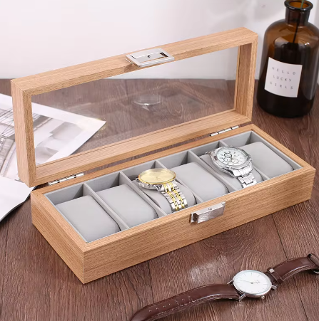 Boîte à Montre - 6 Emplacements – Bois – Intérieur Velours